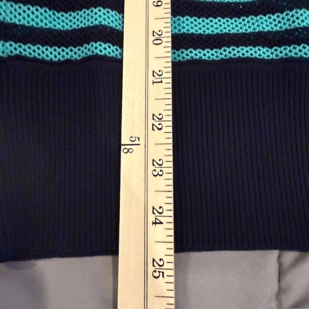 NWOT Akris Punto 2pc Matching Twin Set Cardigan and Tank Aqua Navy Stripe Medium - Picture 9 of 10